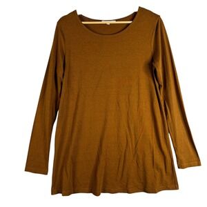 Bryn Walker Long Sleeve Tunic Top Ochre Brown Made in USA Size S